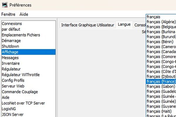 Capture d'écran montrant comment sélectionner la langue française