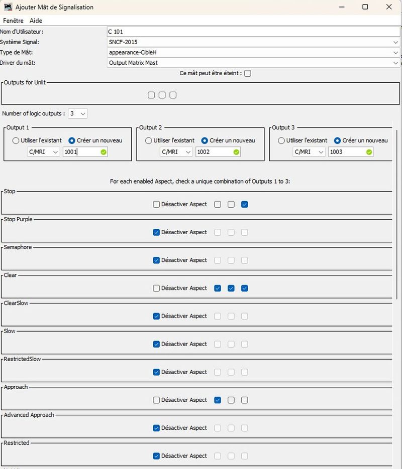 capture d'écran de la partie supérieure de la fenêtre d'ajout d'un signal intégralement complétée