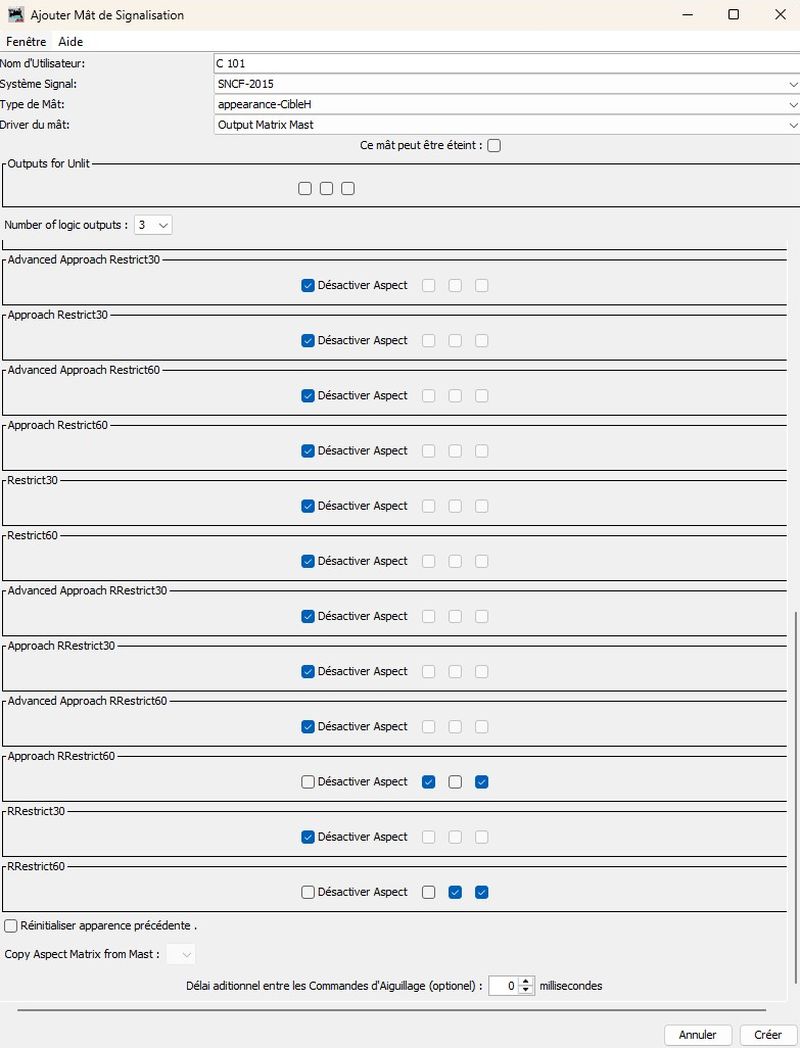 capture d'écran de la partie inférieure de la fenêtre d'ajout d'un signal intégralement complétée